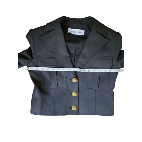Veronica Beard Cropped Blazer Womens 8 Black Preppy Academia Military Corpcore - Picture 8 of 9